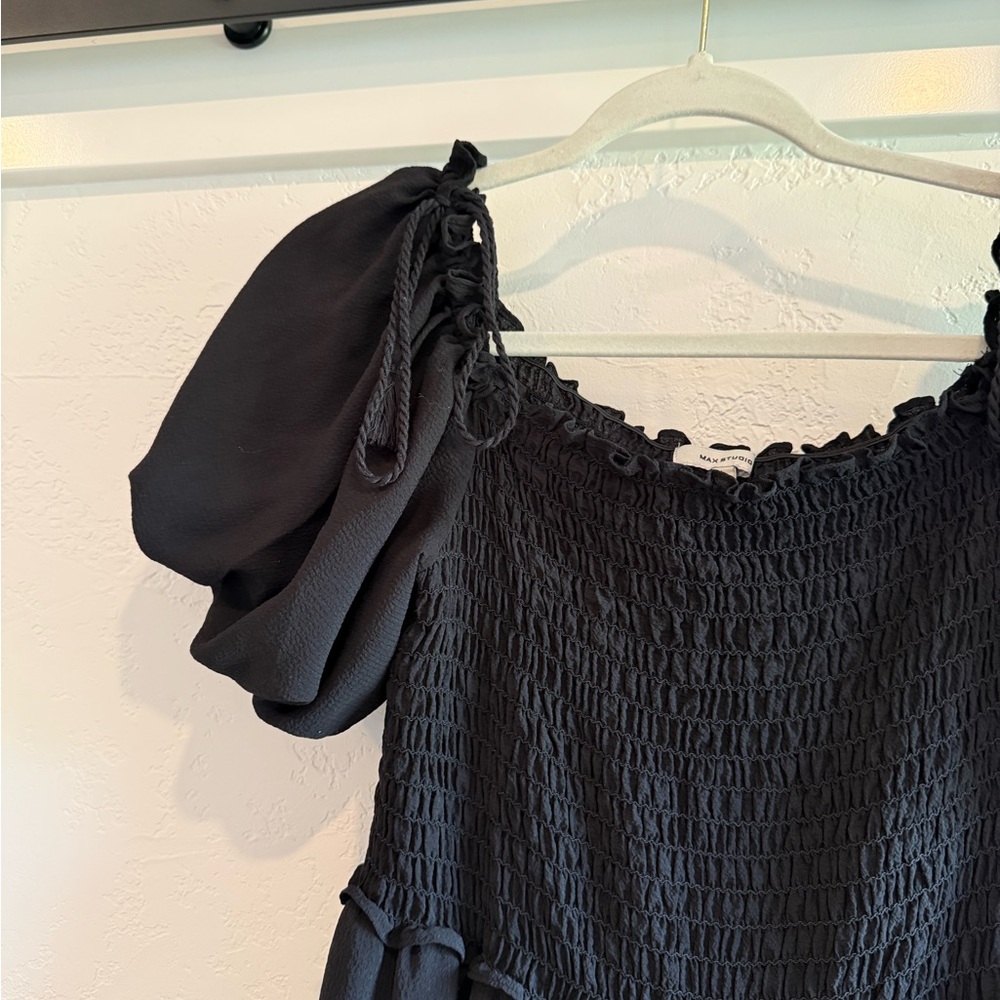 Max Studio Black Maxi Dress with Puff Sleeves Size Large - Picture 3 of 5